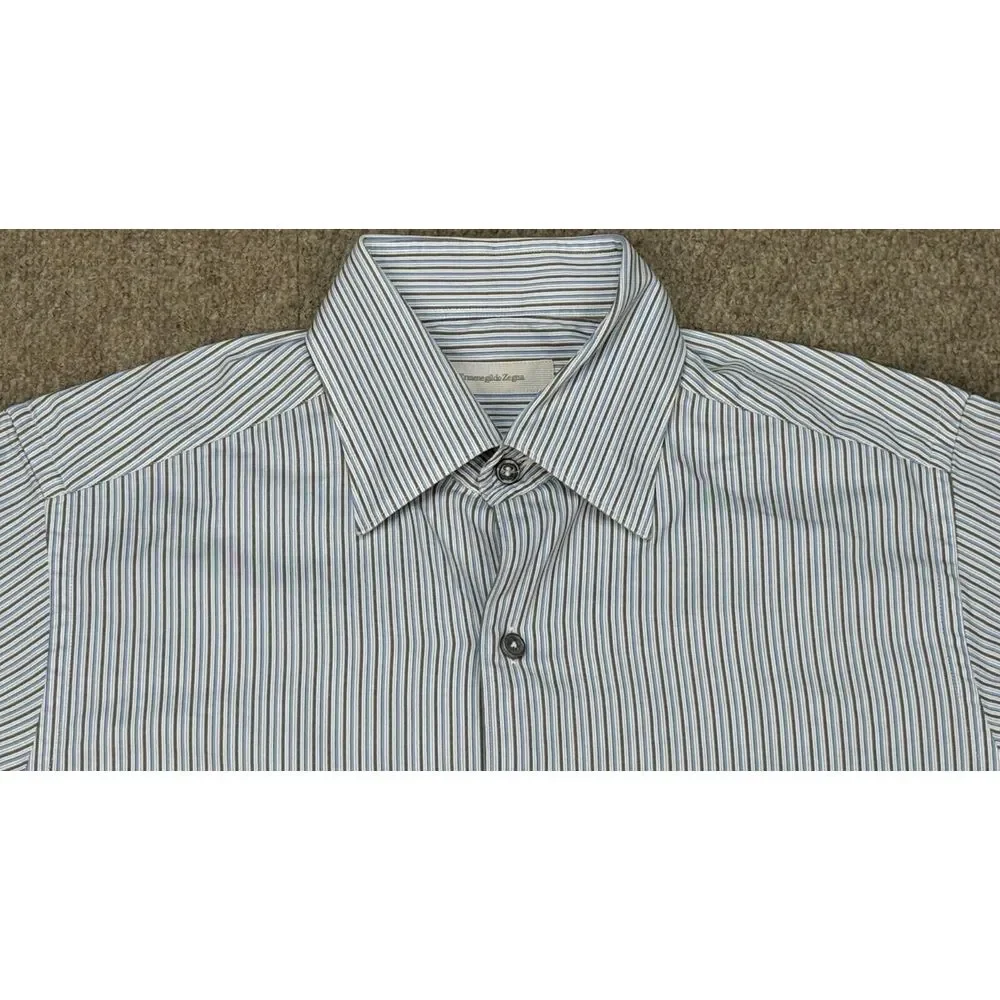Ermenegildo Zegna Men's Striped Button Down Long Sleeve Dress Shirt Size‎ Medium
